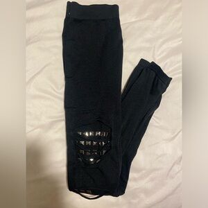 Black Leggings Slashed/Studded Detail